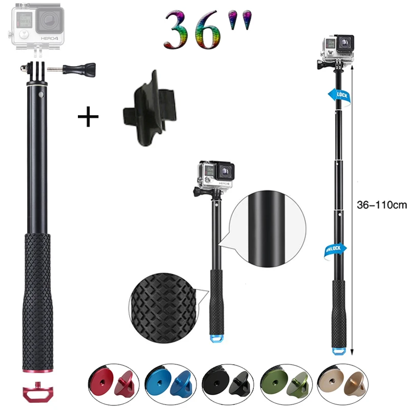

Hot Aluminum Self Selfie Stick Monopod tripod for gopro HERO 5 4 3 SJCAM sj4000 sj6000 sj5000 xiaomi yi 2 4k camera accessories
