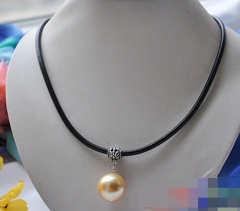 

huij 004373 20mm golden south sea shell pearl pendant