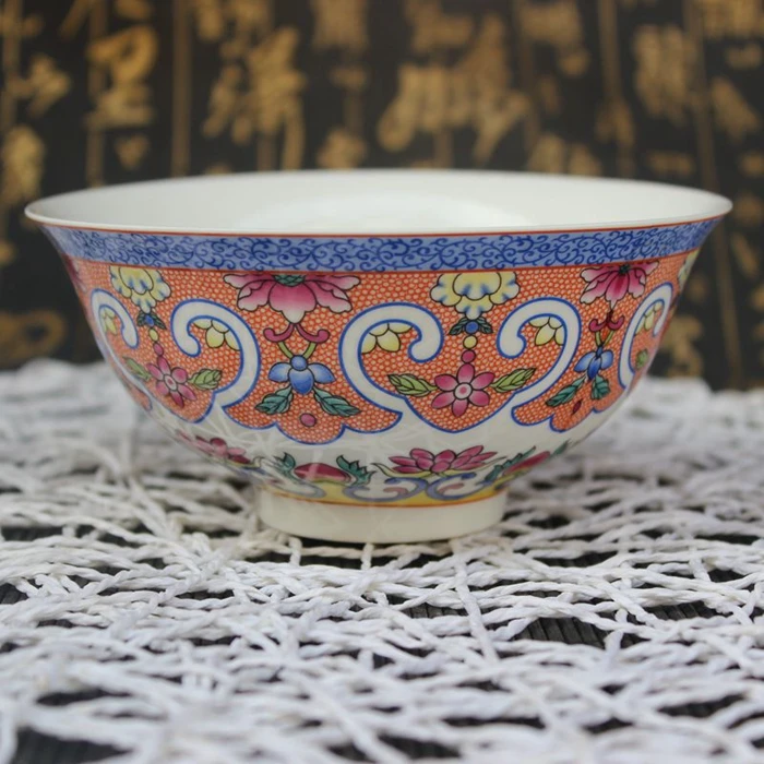 Jingdezhen pottery rice bowl bone porcelain peach and ornaments | Дом и сад