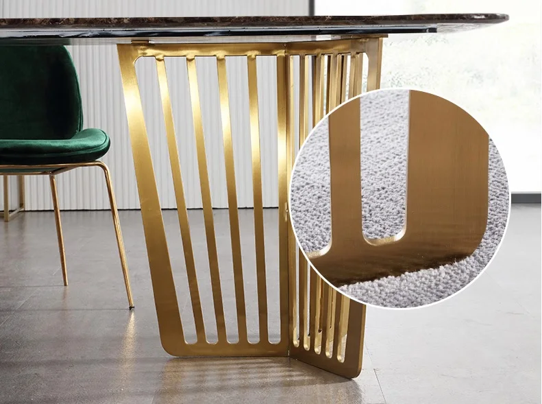 160 см длинный мраморный обеденный стол+ 6 стульев/позолоченная стальная рама/Индивидуальный размер