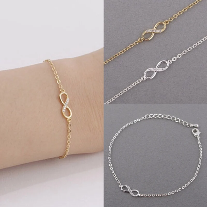

High Quality 8 Word Bracelet Fashion Cute Ladies Bracelet Micro Heart Pendants Extended Chain Jewelry