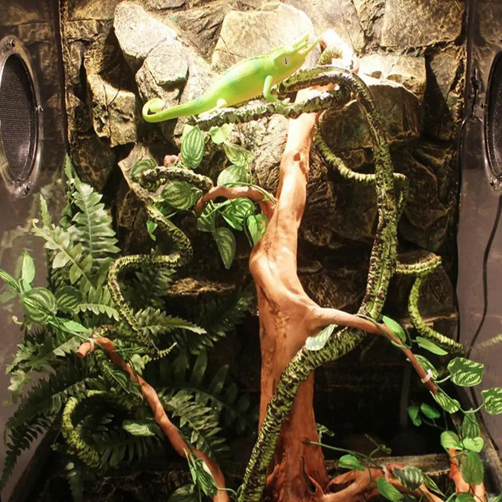 SaiDeng Гибкая искусственная Ветка лозы джунгли лозы Pet Декор жилища для ящериц лягушек змей и больше рептилий-25