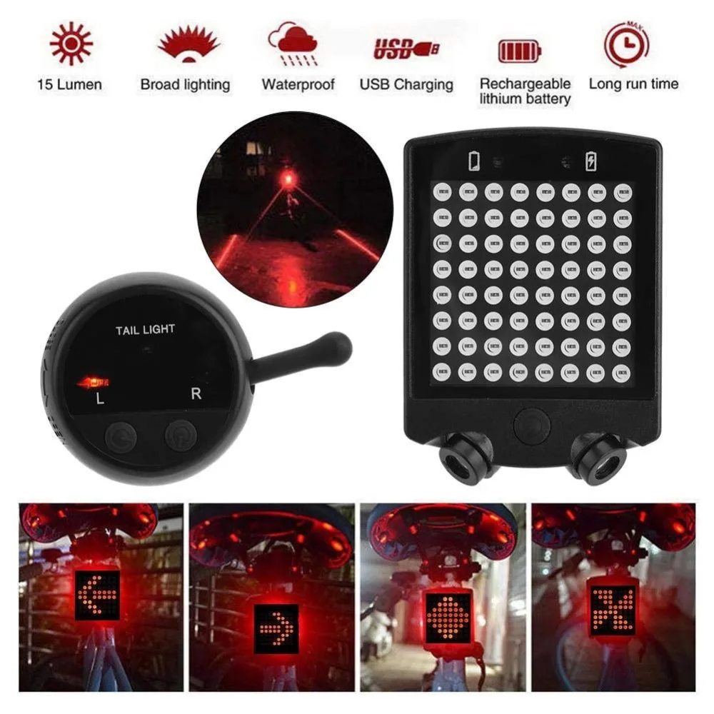 Clearance Bicycle Light Turn Signal Light for Cycling Mountain Bike Waterproof Rear Light Turn LED Warning Lamp  LED Warning Light #2 1