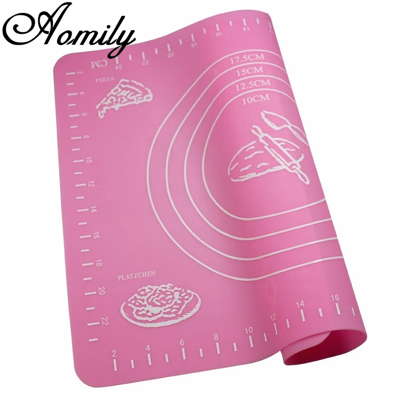 

Aomily Silicone Dough Mat Bakeware 29*26cm Pastry Oven Pasta Tool Baking Sheet Tray Liner Mat Cake Pad Non-stick with Scale