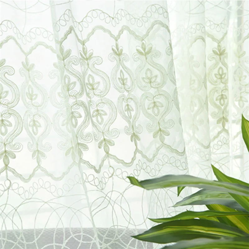 Вышитые отвесные шторы Европейский дворцовый дизайн бежевое окно Тюль домашний декор цветочный узор Роскошная вуаль шторы M075#4
