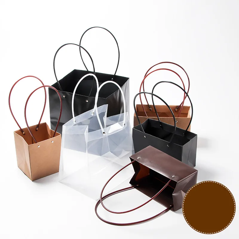 Bolsas de flores mano transparentes, de regalo portátil de pvc, estuches de embalaje de flores, bolsa de plástico impermeable, suministros de fiesta, estuche de embalaje - AliExpress Hogar y