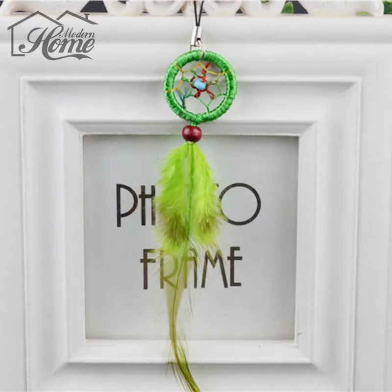 1pc Dream Catcher Keychain With Feathers Hanging Decoration Craft Gift Wind Chimes Window Car Hanging Decor Keyring Ornament