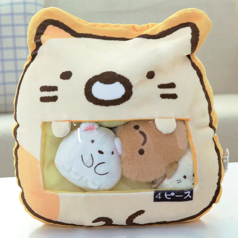 Сумка из 4 шт. аниме Кот Пингвин печенье кукла подушка для игрушек Япония аниме Белый медведь плюшевая подушка с набивкой игрушка для детей - Цвет: cat