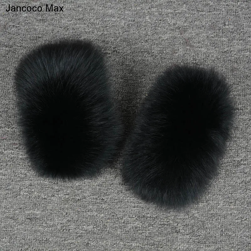 Новинка зимы, женский браслет-кольцо с манжетами из натурального Лисьего меха, манжеты из меха енота, Модная парка, пальто для куртки класса люкс S7231 - Цвет: Fox Black