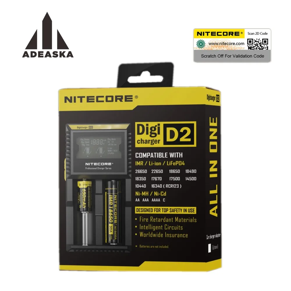 NITECORE D4 D2 I4 I2 Цифровое зарядное устройство с ЖК-дисплеем Intelligente схемы Global Verzekering ion 18650 14500 16340 26650 зарядное устройство