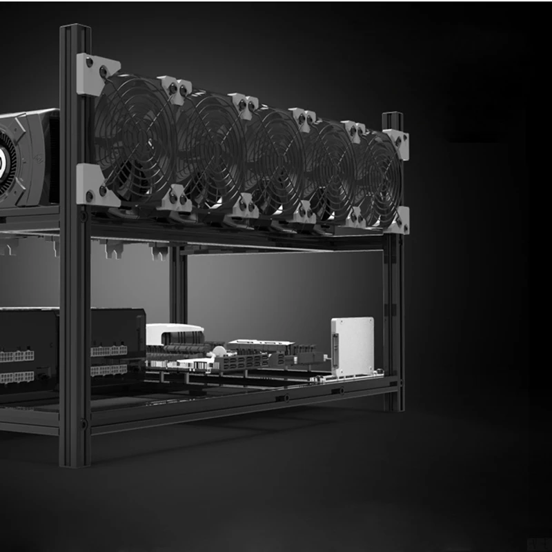 Серверная стойка 6 GPU горная Установка чехол открытая алюминиевая Шахтерская рама воздушная стойка для ETH/и т. д. ZCash компьютерное шасси в разобранном виде Штабелируемый E