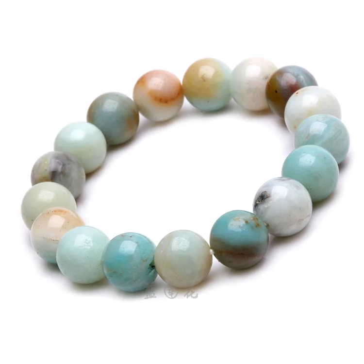

12mm trendy Amazonite natural stone streche bracelet elastic pulserase men women fashion jewelry beads created charms diy