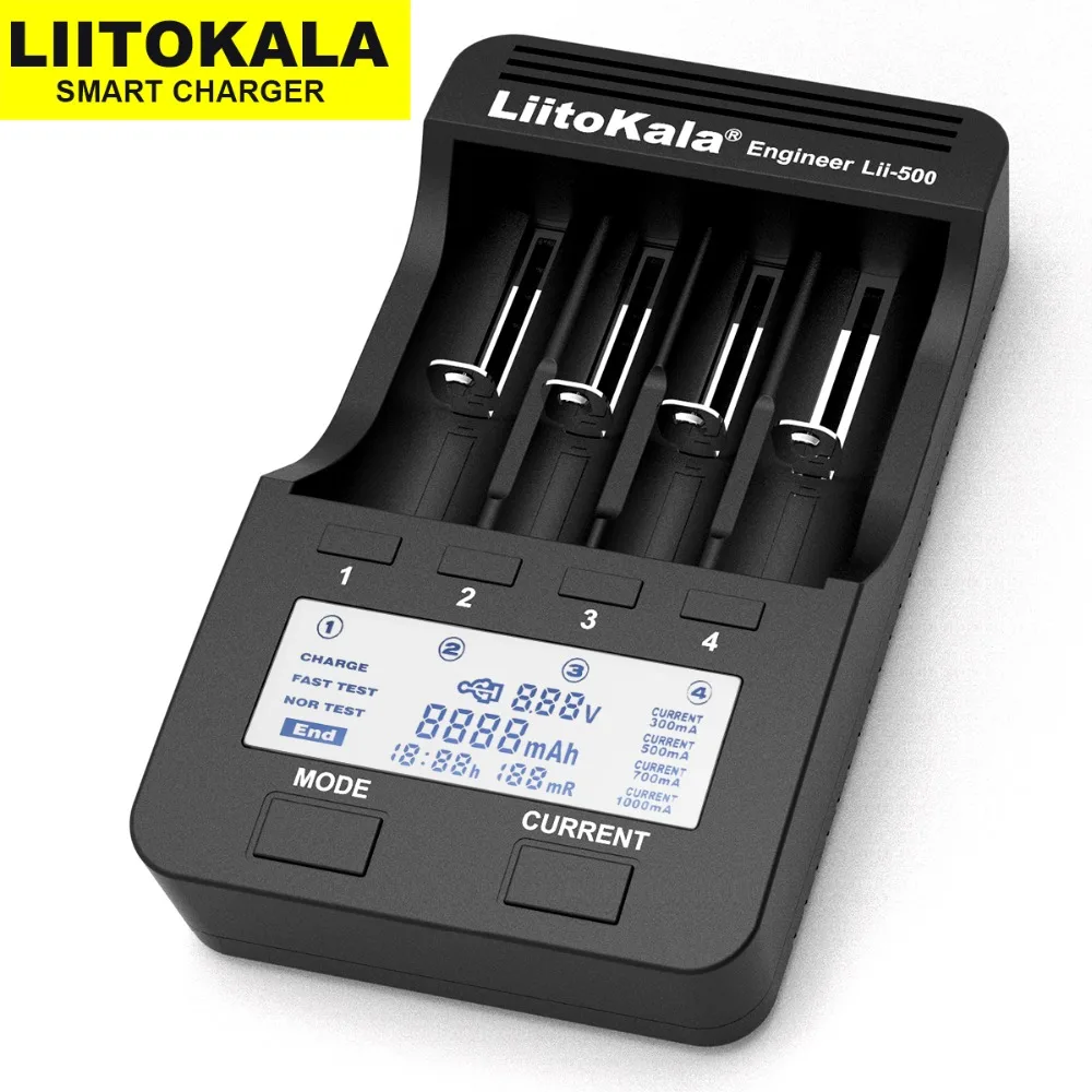 Liitokala Lii-500 18650 зарядное устройство, Зарядка 18650 1,2 в 3,7 в 3,2 в 3,85 В AA/AAA 26650 16340 25500 NiMH литиевая батарея зарядное устройство