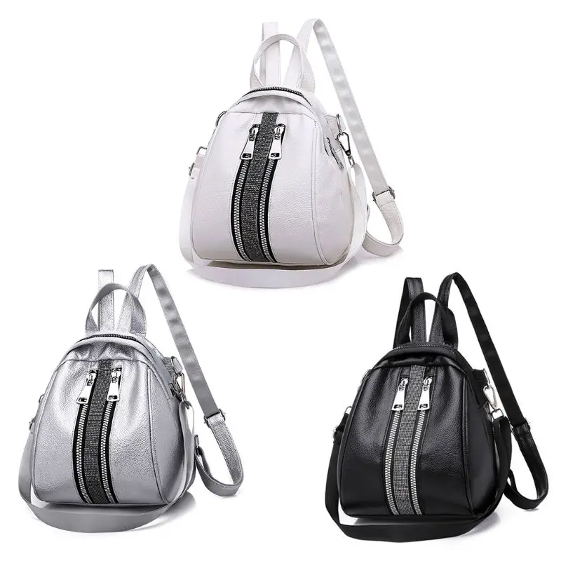 Новые модные рюкзаки из искусственной кожи серебристого и черного цвета для девочек-подростков, женская школьная сумка через плечо, рюкзак