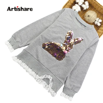 

Girls T Shirts For Kids Teenage Long Sleeve Sequins Rabbit Children Tops Tee Spring Autumn Kids Girls Clothes 6 8 10 12 14 T