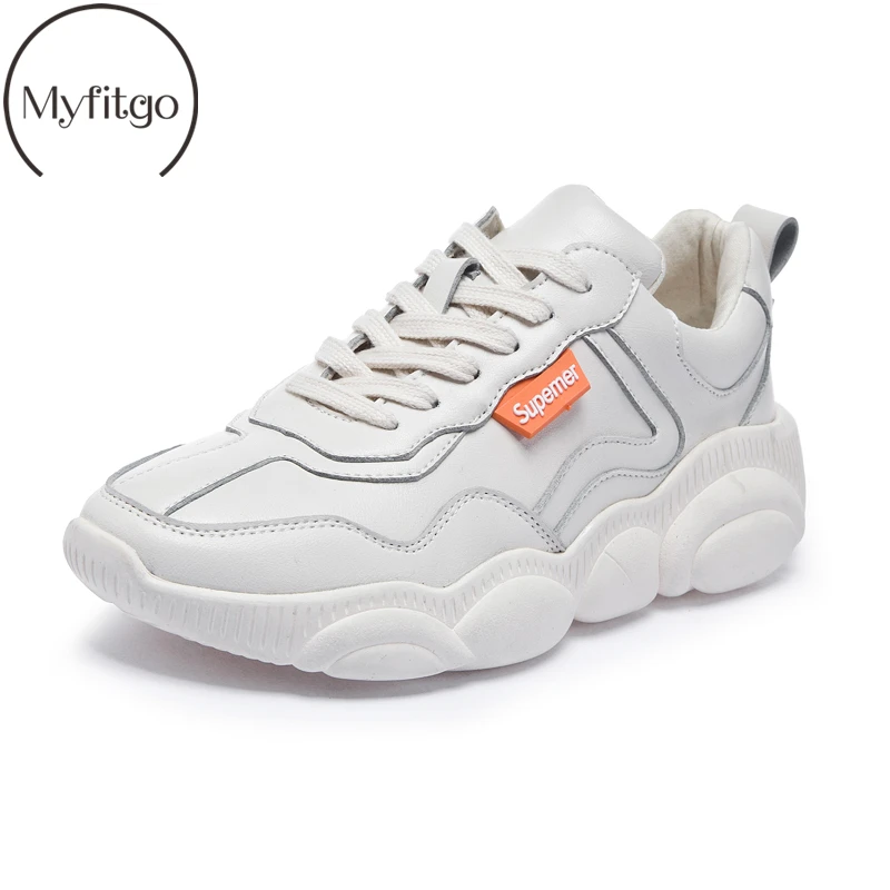 

Stylish Sneakers Women Running Shoes Genuine Leather Non-slip Solid Sneakers Cushioning Platform Breathable Sports Walking Shoe