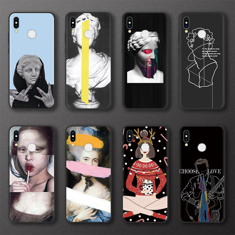 

Sculpture Mona Lisa Cover Case For Huawei Honor 8X 9X 7A Pro 10 9 Lite Case FOR Huawei Y5 Y6 Y9 Prime 2017 2018 2019 Case TPU