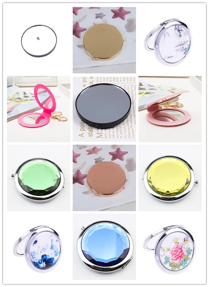 

HOT Mini Makeup Mirror Hand Held Small Portable Pocket Mirror Women Girls Cosmetic Mirrors