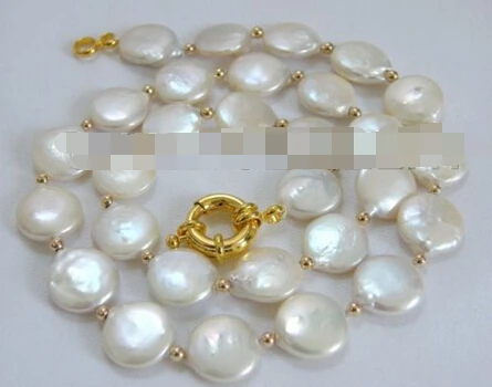 

song voge gem nanJ0698 natural white coin freshwater pearl & gold bead necklace