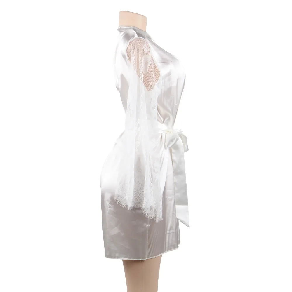 Халаты для сна для женщин кружевное кимоно для невесты с длинным рукавом шелковые халаты мягкие цветочные размера плюс сексуальный пеньюар атласный Femme RS80556