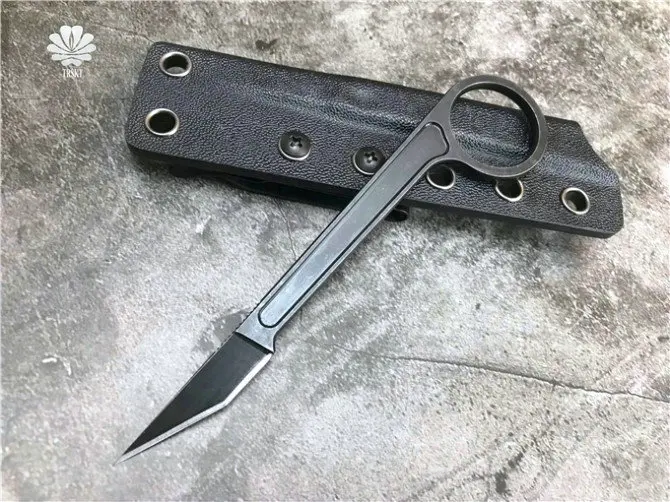 

Trskt Csgo Neck Knife Fixed Blade lore Tactical Hunting rainbow Survival tool With K Sheath Bastinelli Knives ,440c Blade