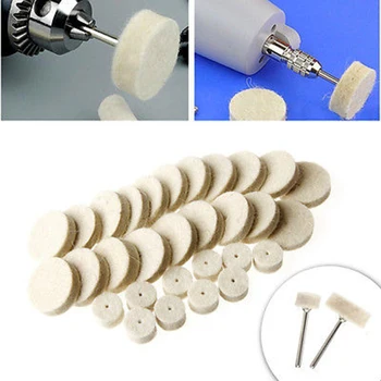 

30 Soft Felt Polishing Buffing Wheel Mop Pad + 3 Shank For Dremel Rotary Tool