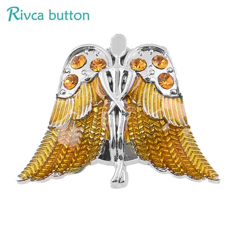 

D04281 Rivca Snap Button Jewelry DIY 18mm angel wing Ginger bead Snap Button Fit Charm leather alloy fashion Bracelet jewelery