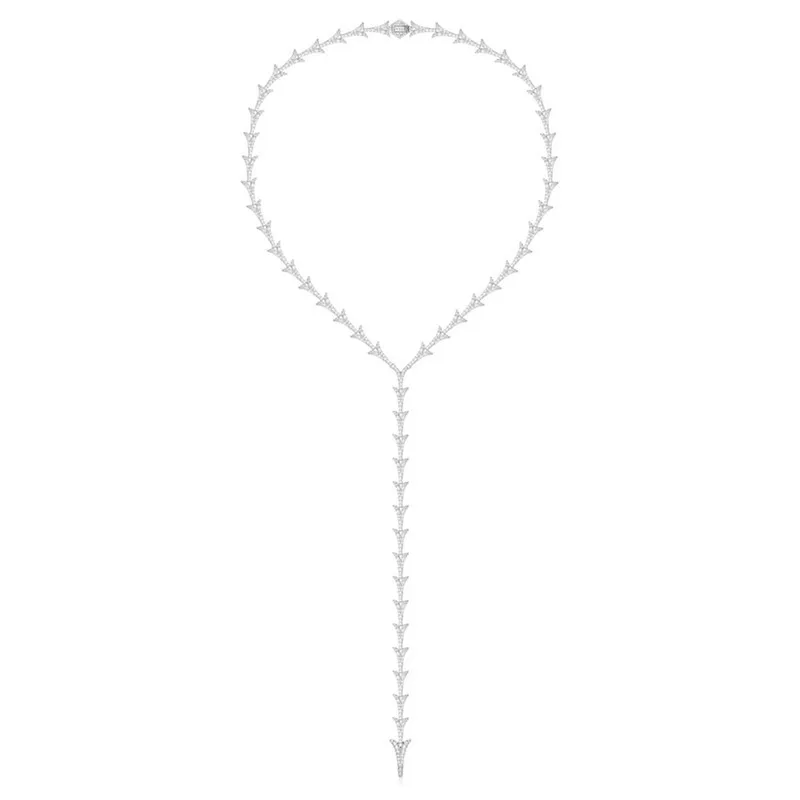 

[MeiBaPJ]The Big European and American Pure S925 Sterling Silver Keel Long Necklace AAA Zircon Necklace For Women Fine Jewelry