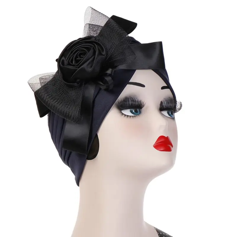 Fashion Muslim Women's Hair Loss Head Flower Scarf Hat Bowknot Turban Head Wrap Cover