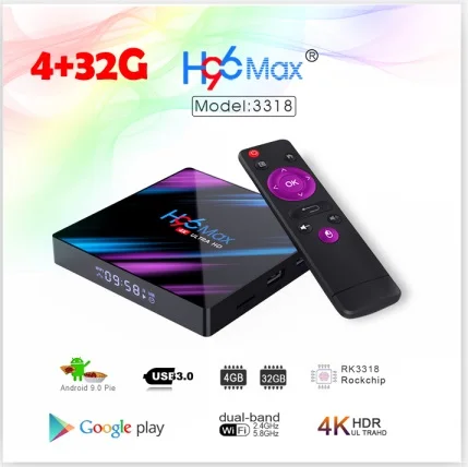 H96 max rk3318 ТВ приставка Android 9,0 Bluetooth 4,0 Rockchip 4 ядра 100m lan 4 Гб 64 Гб 2,4G/5G Wifi 4k 3D android медиаплеер - Цвет: 4G 32G