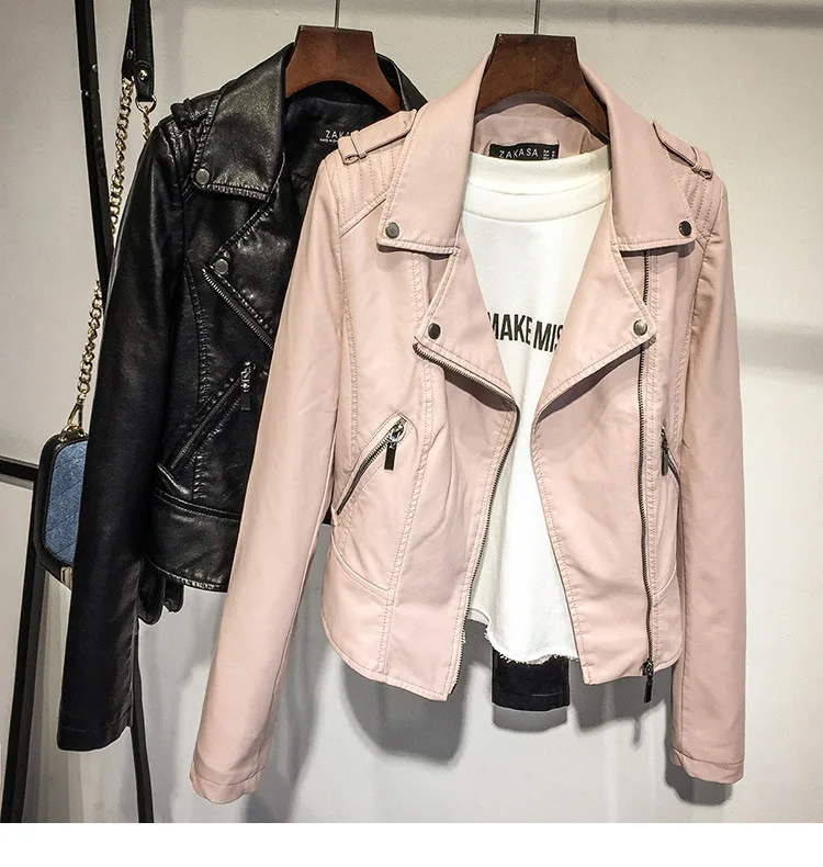 2017 Women New Motorcycle Long Sleeve Fashion Spring Faux