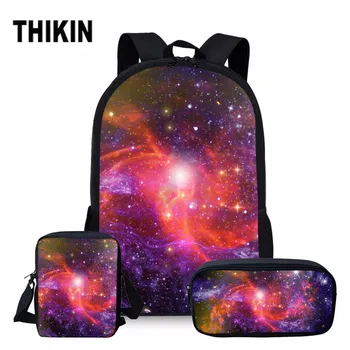 

THIKIN Galaxy Star Print Space Backpack for Teenage Girls Boys Classic Unique Children School Bag Custom Student Kids Rucksack