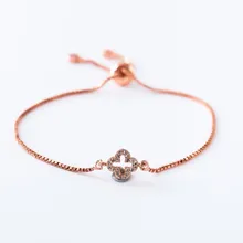 Золотая, серебряная цепочка micro pave cz Циркон кубический цирконий веревочный браслет с регулировкой макраме клевер браслет sfdg34 модные ювелирные изделия