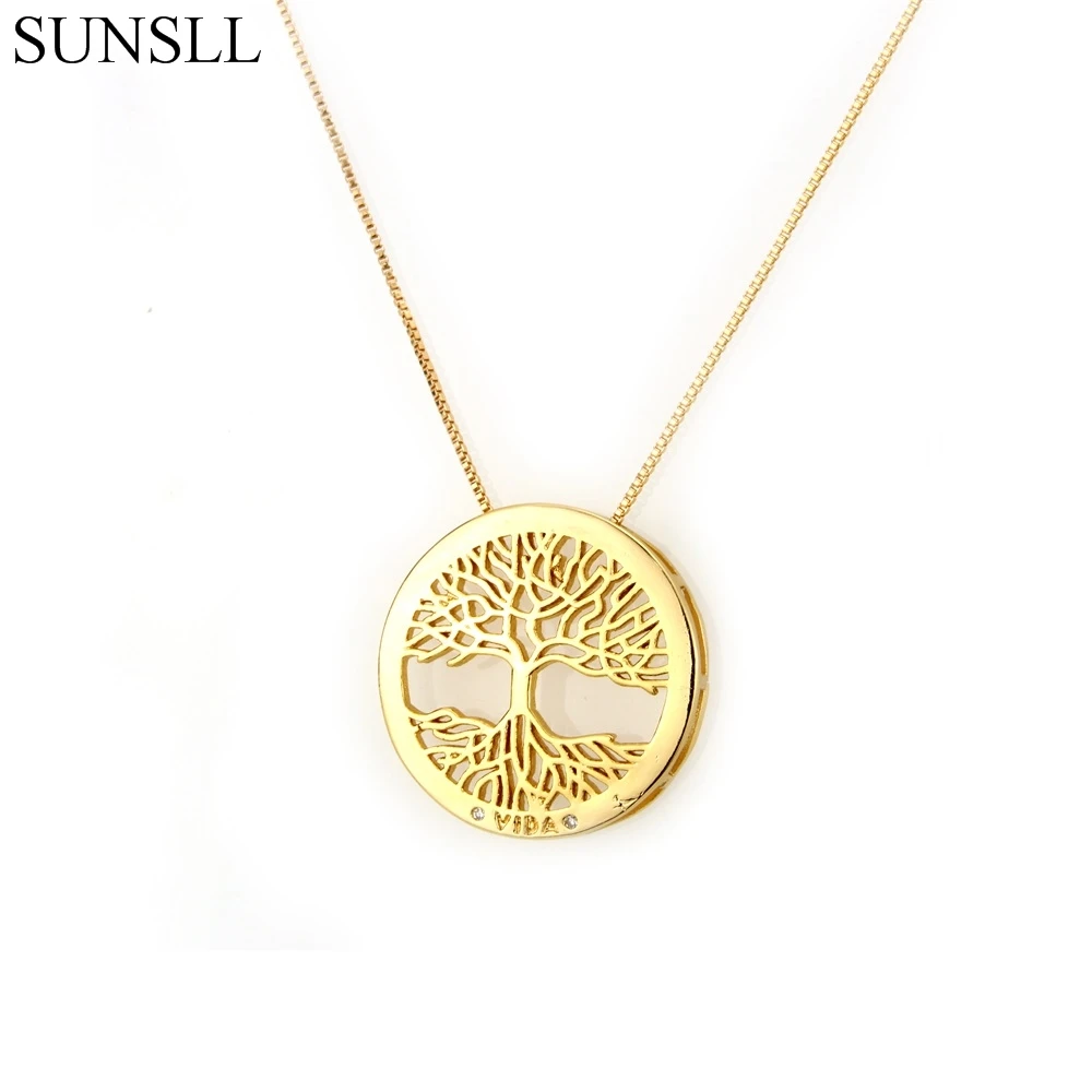 

SUNSLL Gold/Black/Silver Color Copper White Cubic Zirconia Life Tree Pendant Necklaces Women's Fashion Jewelry CZ Colar Feminina