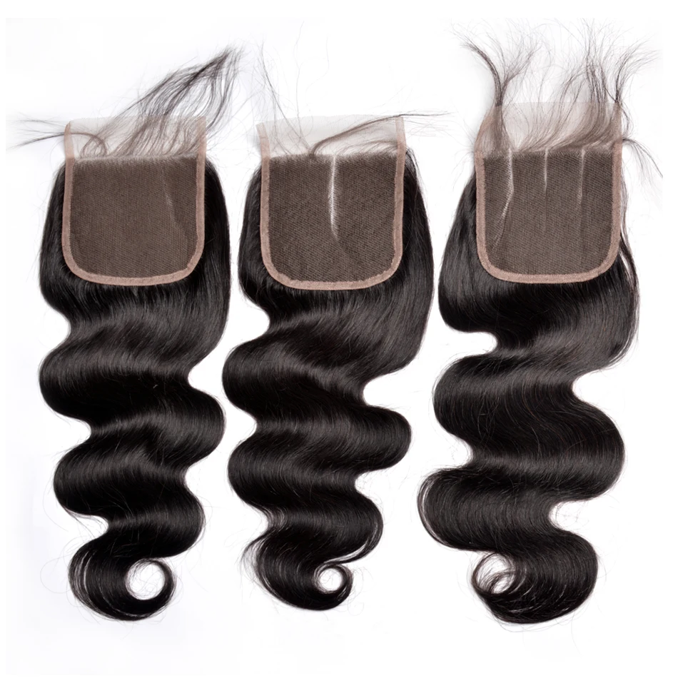 

3 Part Closure Brazilian Hair Body Wave Closure With Baby Hair Lace Iwish Human Hair 4x4 Remy Hand Tied 10-20inch