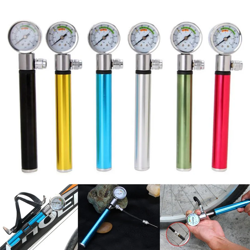 

OUTERDO Aluminum Alloy Air Pump Tire Ball Hand Pump Inflator High Pressure Bike Pump with Pressure Gauge Presta Schrader Pump