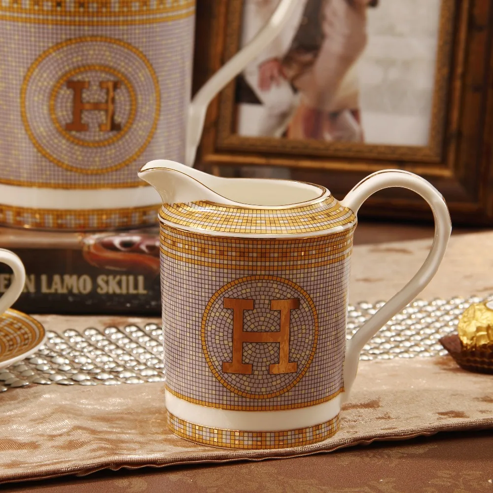 

340ml British Bone China Milk Jug Europe Porcelain Sugar Bowl Ceramic Tea Coffee Pitcher Espresso Cup Coffeware Set Accessories