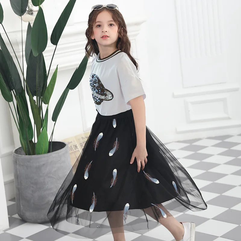 

Children Clothing 2019 Summer Teenage Girl Clothing T-Shirt+Skirt Outfit Kids Clothes Suit For Girls Clothing Sets 10 12 14 Year