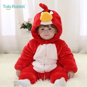 

0-24 months 2020 Winter Bird Baby Clothes Flannel Baby Boy Clothes Cartoon Animal Jumpsuit Baby Girl Rompers Baby Clothing DC01