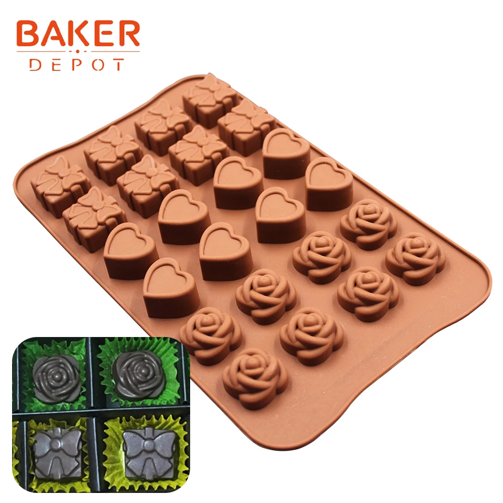 

BAKER DEPOT Silicone Mold for Chocolate Flower shape Cake Decorated form ice candy jello biscuit mould heart pastry baking tool