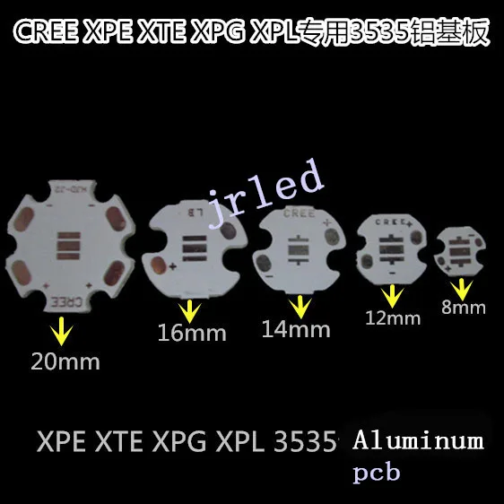Cree XPE XP E/XTE XT E/XPG G 3535LED PCB алюминиевая плата 20 мм 16 14 12 8 для DIY LED Light 50 шт./лот|cree xpe|pcb