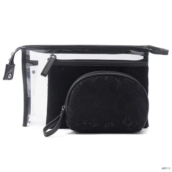 

Miyahouse Hot Sale 3pcs/set Cosmetic Bag Women Waterproof Portable Make Up Pouch Lady Lace Design Travel Toiletry Bag