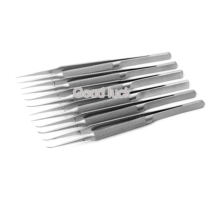 

11cm Stainless Steel Round Handle Micro Tweezers Eyelid Tweezers Tooth Platform Ophthalmic Instruments Surgery Tools
