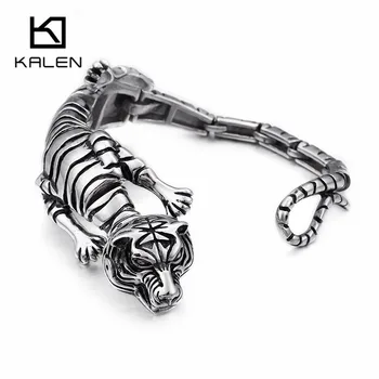 

KALEN Hip Hop Tiger Leopard Lizard Scorpion Bracelet Men High Quality Stainless Steel Rock Animal Charm Bracelet Jewelry
