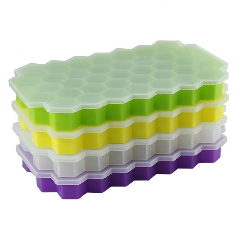 

Ice Cube Molds Easy-Release and Flexible Ice Trays with Spill-Resistant Removable Lid