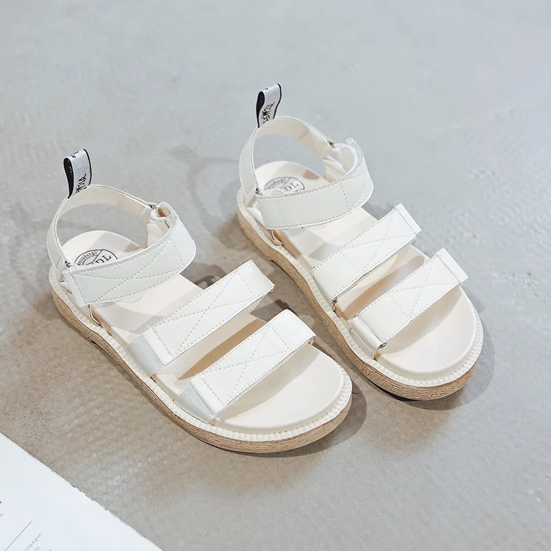 

2019 summer new style simple and simple solid color sandals women retro style comfortable wild Roman style casual sandals