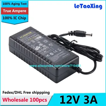 

100pcs With IC Chip AC DC 12V 3A Power Supply Adapter 36W Switch For LED Light LCD Monitor CCTV Free shipping High quality