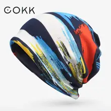 COKK Winter Hat Beanie Turban Hats For Women Men Plus Velvet Warm Stripe Skullies Beanies Hat Male Bone Cap Female Scarf 2 in 1 COKK Winter Hat Beanie Turban Hats For Women Men Plus Velvet Warm Stripe Skullies Beanies Hat Male Bone Cap Female Scarf 2 in 1
