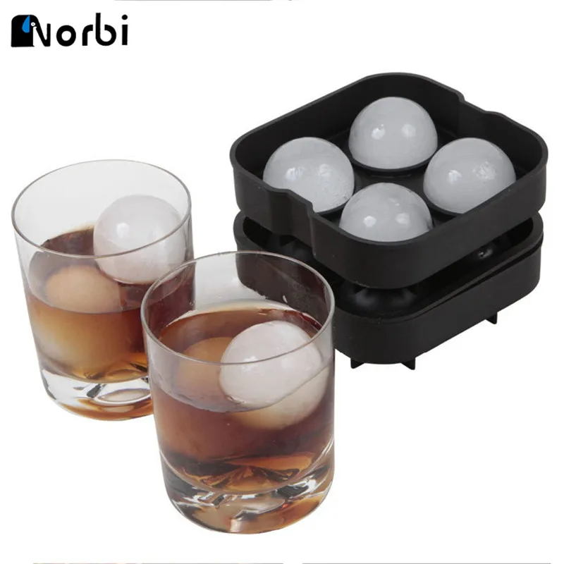 

Silicon Mold Ice Cube Ball Maker Form For Ice Party Tray Round With 4 X 4.5cm Ball Capacity Reusable Silicone Forms Ice Tools