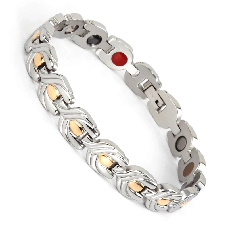 

Elegante 38 Energy Magnetic Health Bracelet for Women Stainless Steel Magnetic Bracelet Germanium Bangles